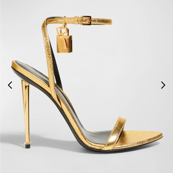 Tom Ford Lock Metallic Stiletto Sandals - Picture 14 of 15